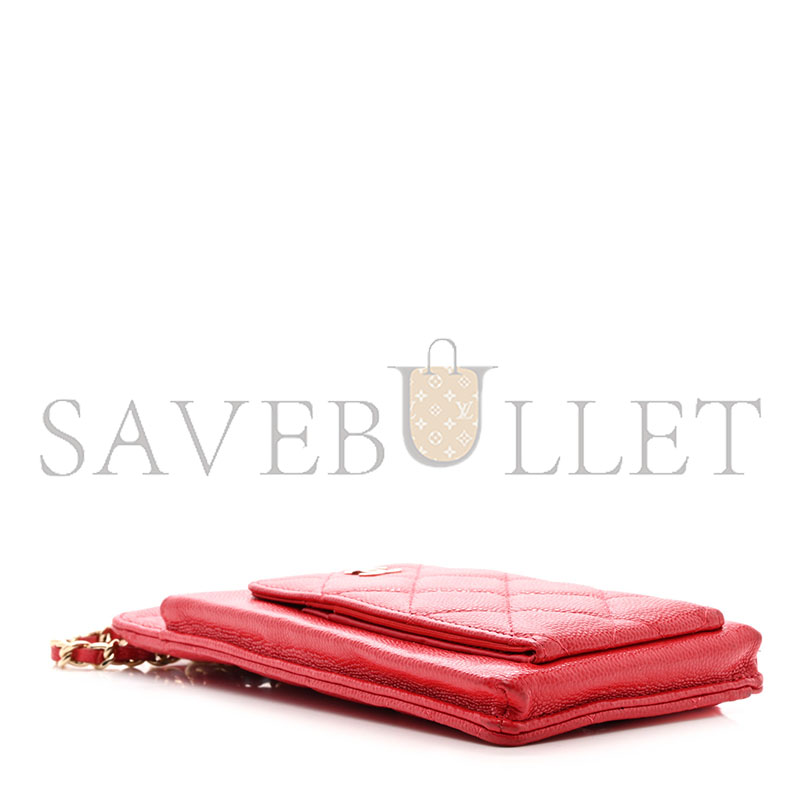 Ch*el caviar quilted cc phone holder red (18*10*3cm)